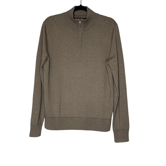 J.CREW Mercantile NWT merino Wool Blend brn grey 1/4 Zip pullover sweater Size M - Picture 1 of 7